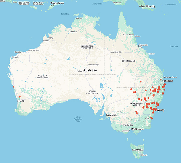 collecting locality map for 'Auld, B. and Auld, B.A.'