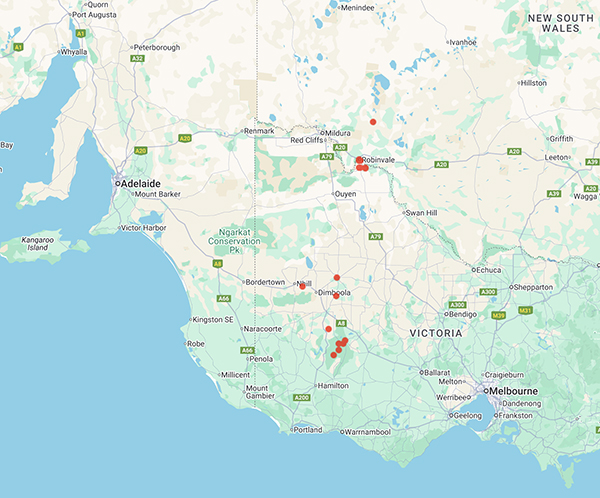 collecting locality map for 'Rowlands, E.J.'