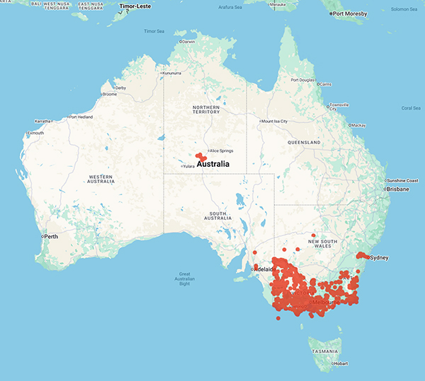 collecting locality map for 'Stajsic, V.'